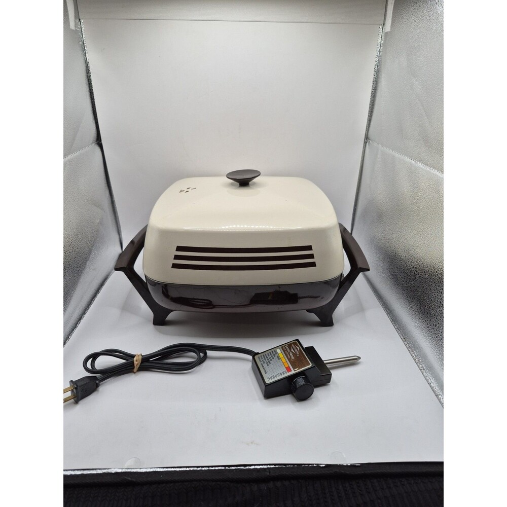 Vtg West Bend Vintage Electric Skillet 12x12 W/ Power Cord TESTED WORKS